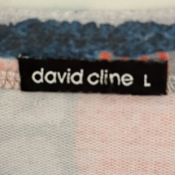 David Cline Mixed Print Top Womens Large Multicolor Long Sleeve Casual Tee - Picture 5 of 9